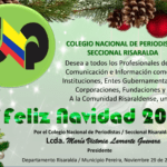 FELIZ NAVIDAD 2024 Y PROSPERIDAD  PARA AÑO 2025 LE DESEA EL COLEGIO NACIONAL DE PERIODISTAS SECCIONAL RISARALDA.