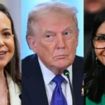 TRUMP ELOGIA A LA PRESIDENTA DE VENEZUELA. DELCY RODRIGUEZ, TRAS MANTENER UNA CHARLA ANTES DE REUNIRSE CON LA LIDER OPOSITORA MARÍA CORINA MACHADO.