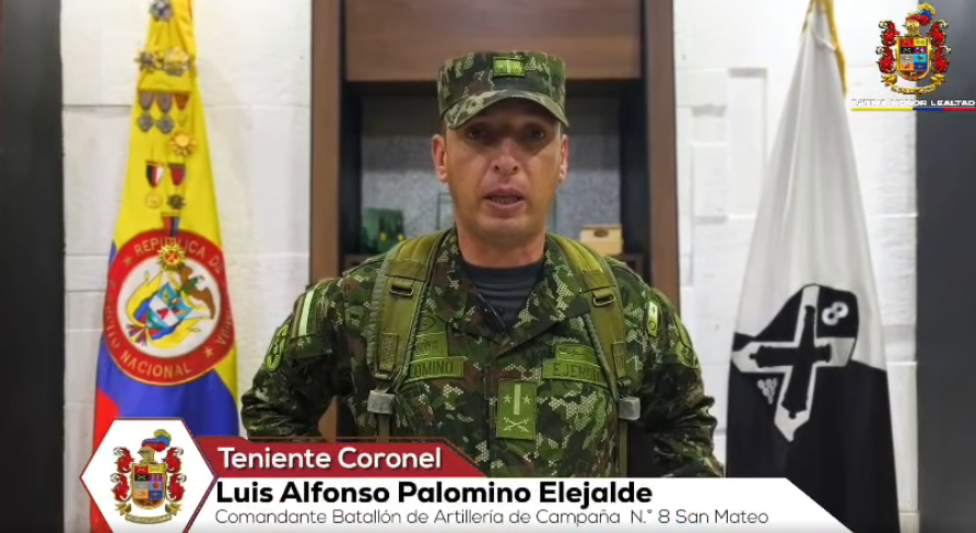 Teniente coronel Luis Alfonso Palomino Elejalde, comandante del Batallón de Artillería de Campaña No.°8 San Mateo de Pereira.